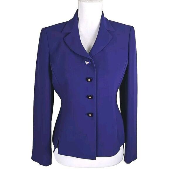 Le Suit ~Woman Size 4 Petite~Purple Button Front Blazer Office Wear Jacket Lined - Picture 1 of 9